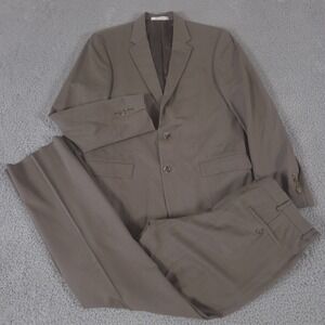Kenneth Cole 2-Piece Suit Mens 42R Pants 34x33 Tan Blazer Trousers Slacks Office